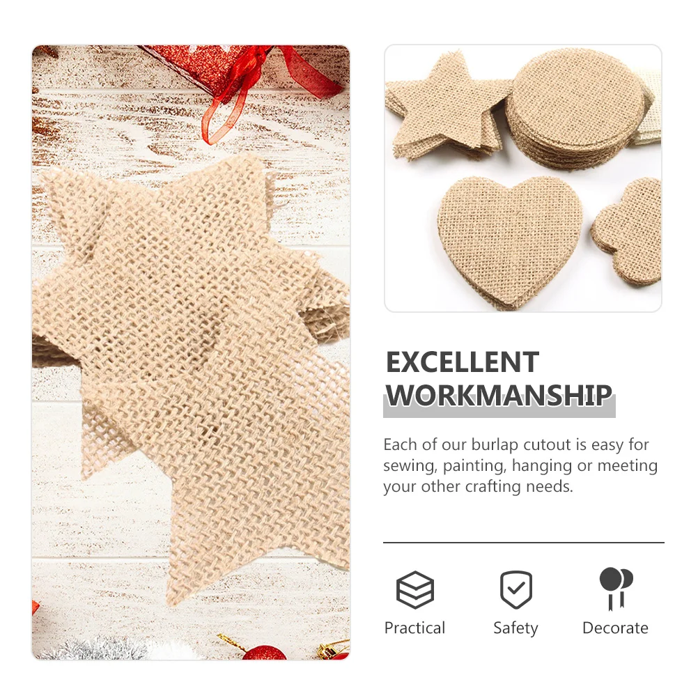 

20Pcs Burlap Christmas Star Cutouts Hanging Fabric Ornaments Xmas Tree Burlap Slices Christmas Decoration Crafts