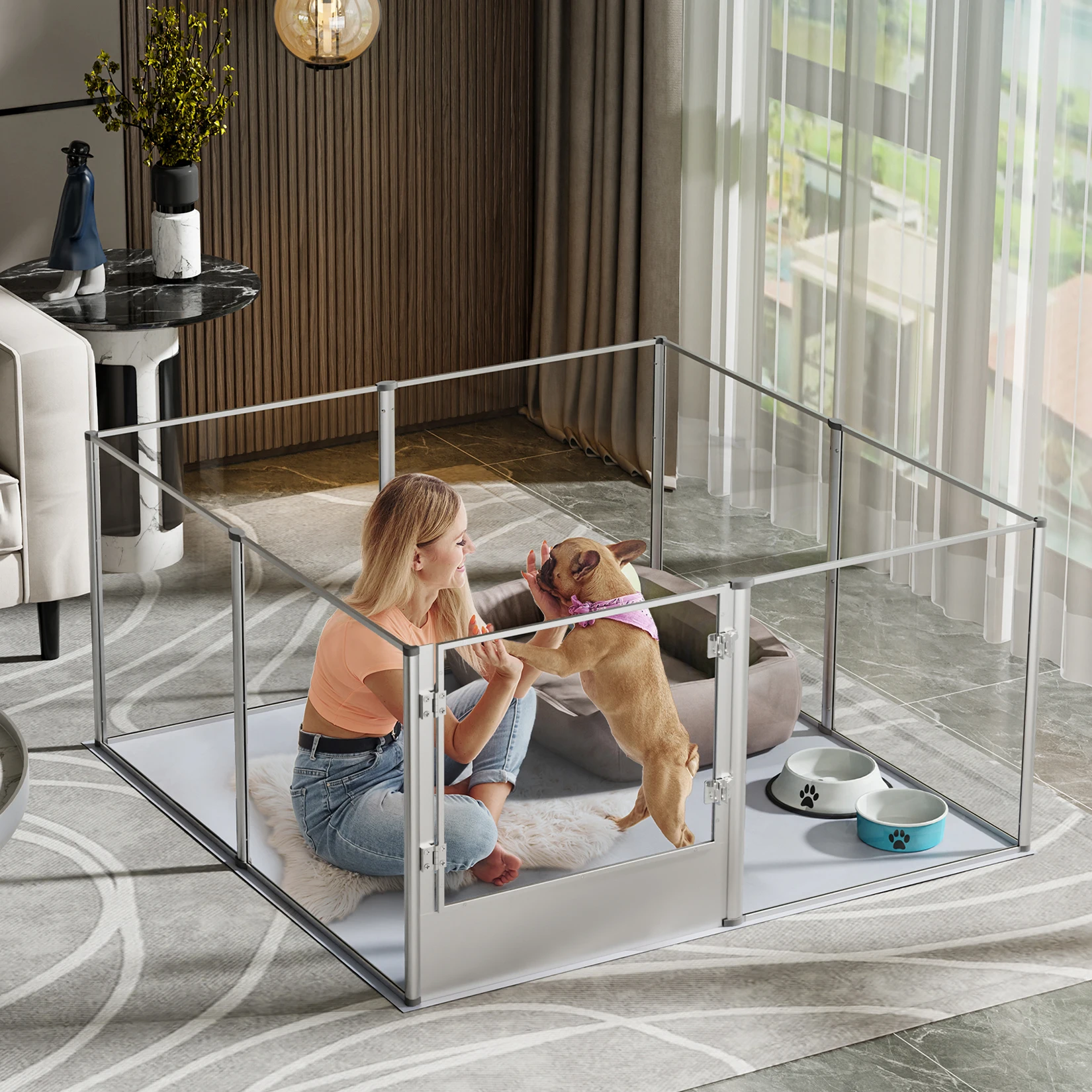 Imagem -04 - Indoor Pet Play Pen Cage com Almofada de Fertilidade Impermeável Heavy Duty Playpen Dog Fence Kennel Whelping Box Grande