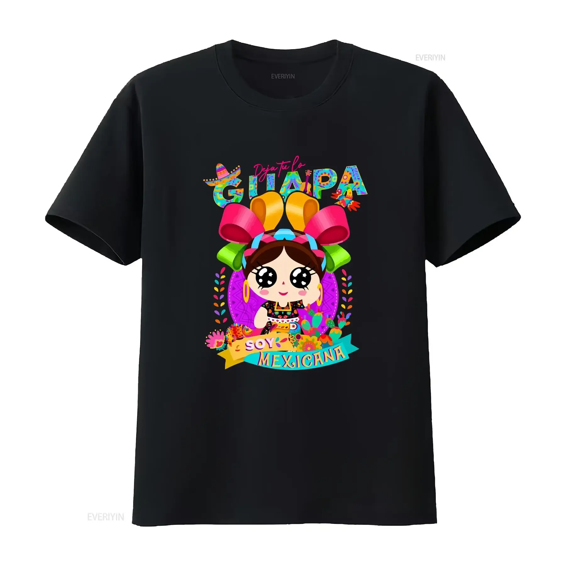 Camiseta Deja tu lo guapa, Mexicana Latina, Mexican Lele doll, Muñeca Guerrero, mangas largas o cortas, vintage, estilo streetwear lavado
