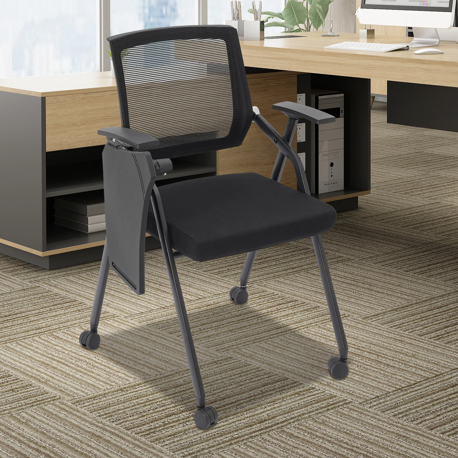 

Ergonomic Office Chair Conference Room Chair Computer Desk Mesh Chair Foldable Office Chair Sponge Seat, Rolling Wheels, 440lbs
