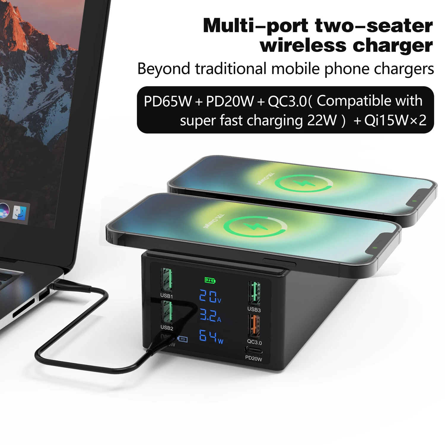 

150W Multi-Port USB Fast Charger 6-port Wireless Charger for iPhone 11 12 13 14 Pro Max airpords ipad