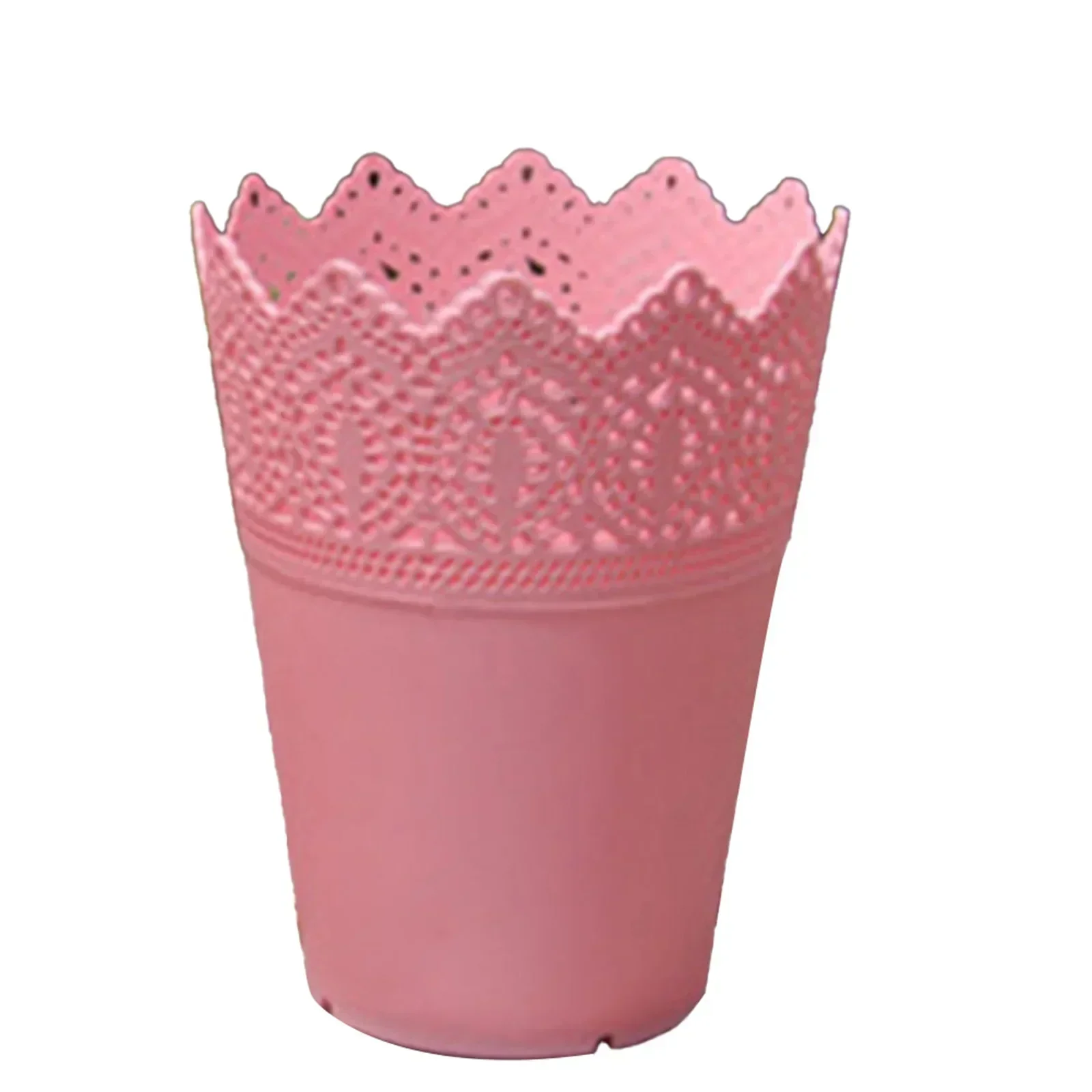 Flower Pot Plastic Hollow Flower Holder Crown Lace Pierced Flower Vase Storage Plastic Flower Pot Self Watering Flowerpot