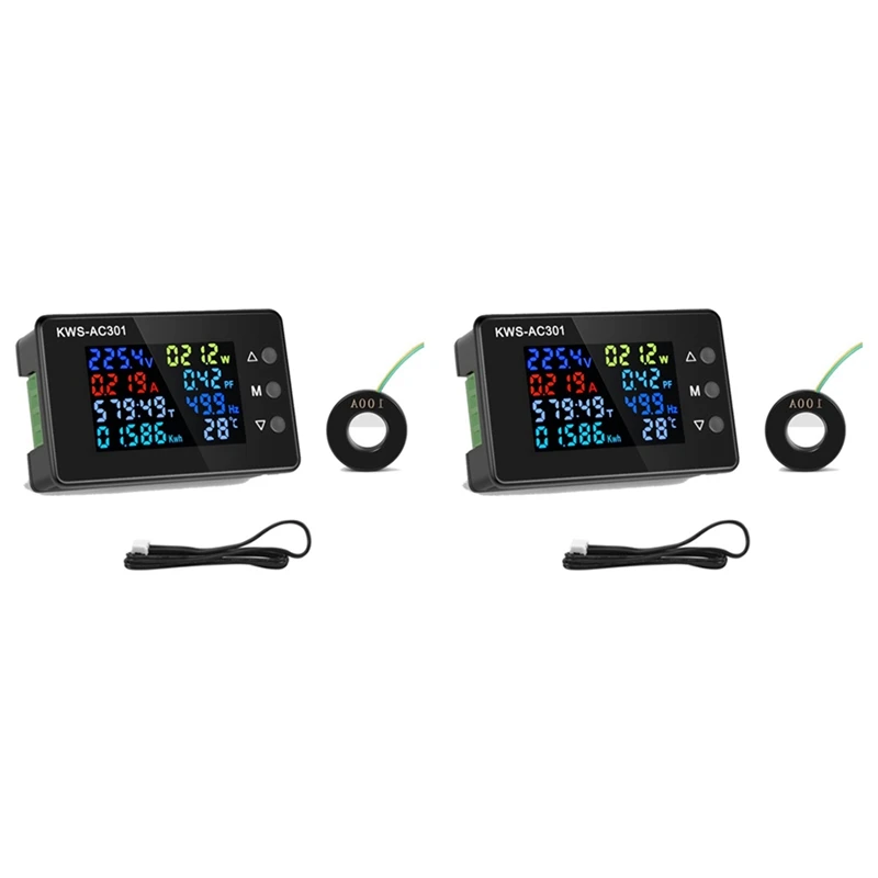 2X Digital Display Current Voltmeter 50-300V AC Wattmeter Multifunction Electric Meter Power Detector AC100A Close Promotion