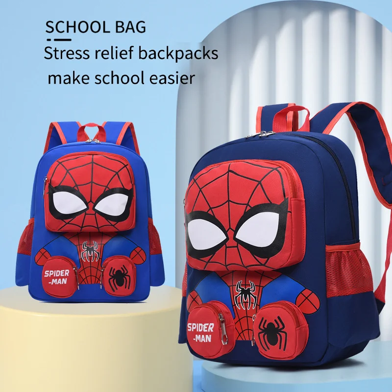 Mochilas de Spiderman para estudiantes, Bolsa Escolar de superhéroes, dibujos animados, Hello Kittle, 3D, estéreo, mochila de guardería, bolsa de viaje para niños