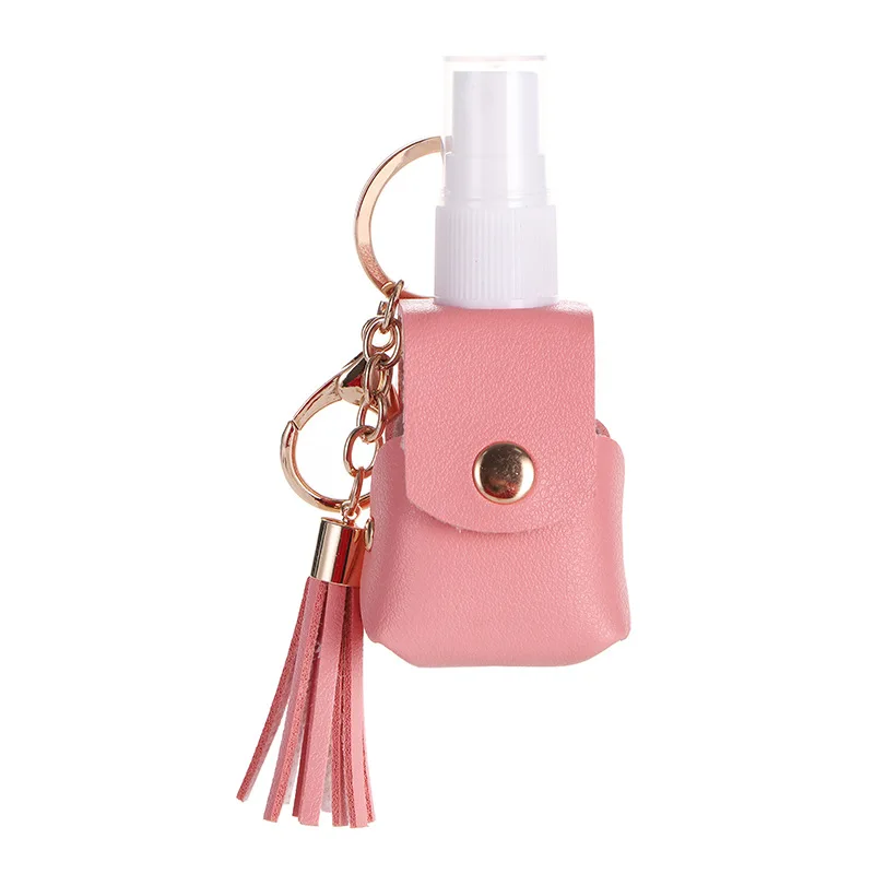 30ml Hand Sanitizer Spray Sub-Bottling Luxurious Perfume Refillable Bottle Portable Liquid Atomizer with Keychain Leather Case