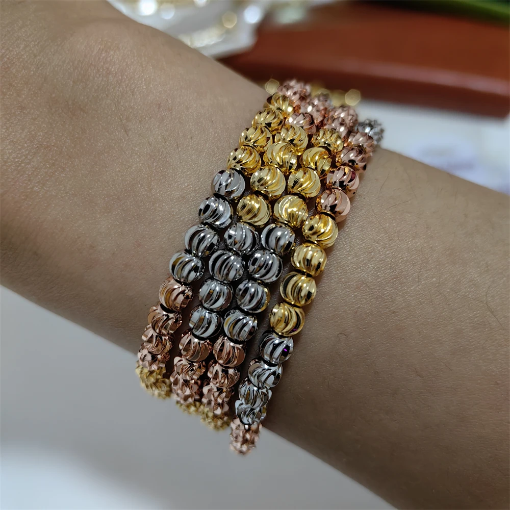 ESALE Fashion Women Bracelets Trendy Gold Plated Colorful Beads Bangles Beaded Bracelets Jewelry Accessories Gift ZB007