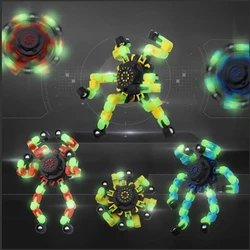 4Pcs Fidget Spinners Glow in The Dark Fingertip Gyro DIY Deformable Robot Funny Sensory Toys Decompression Spinner Party Favors