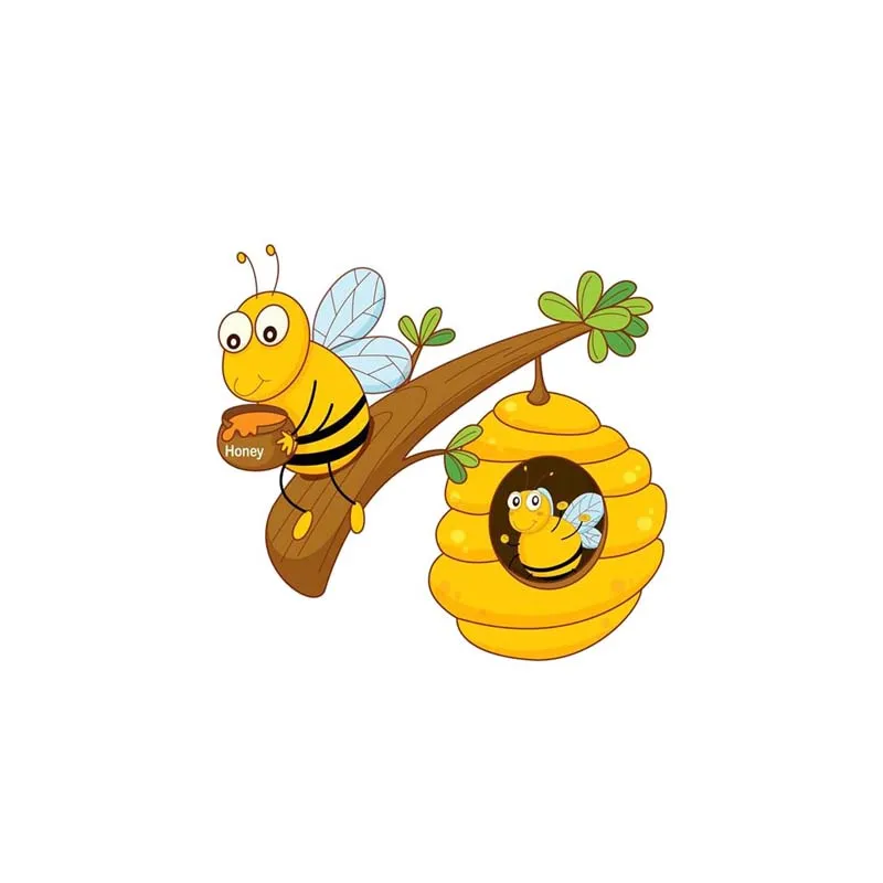 Fashion Car Sticker The Bee Sits on The Branch and Eats Honey Fashion PVC Decal  ,13.5CM*12.5CM