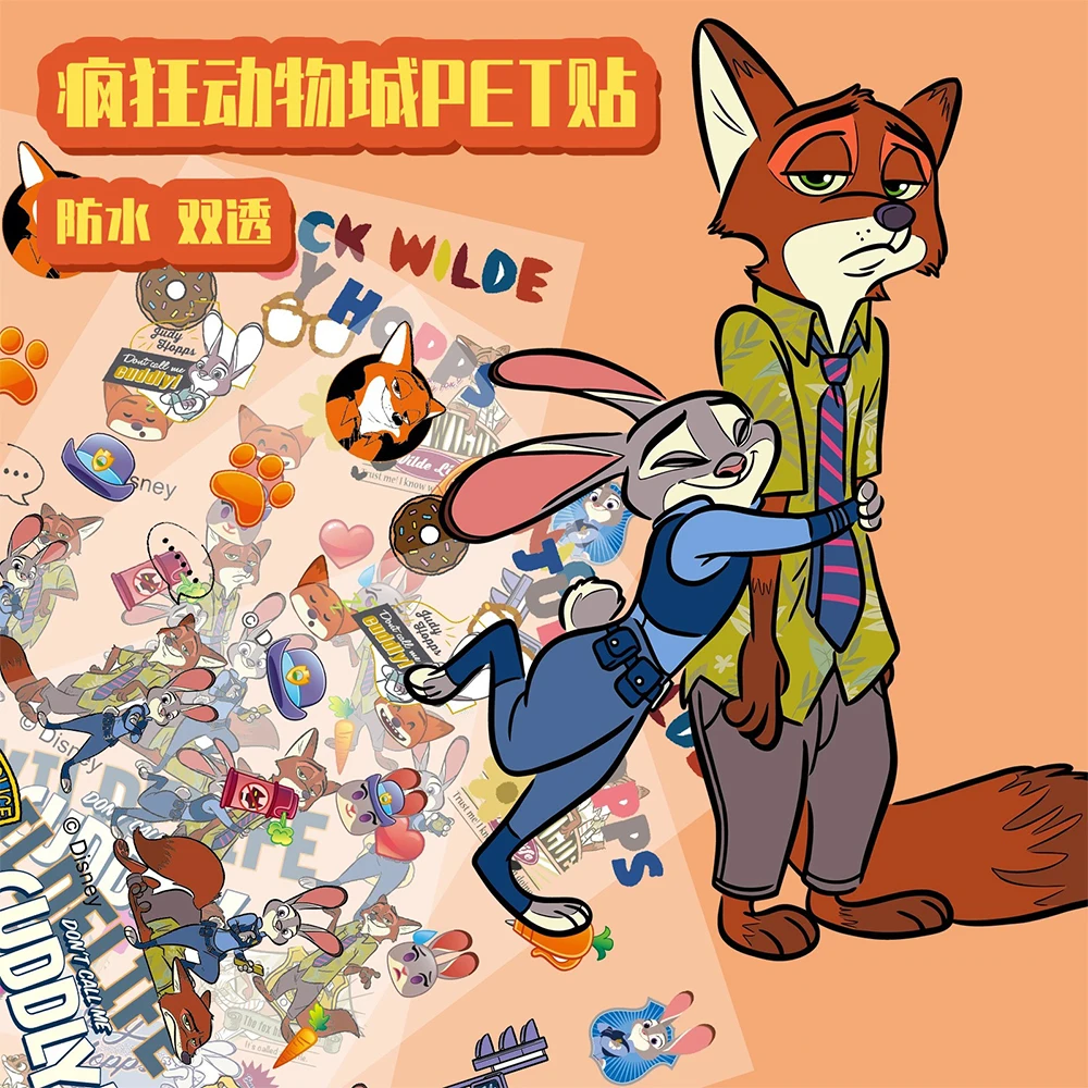 

2pcs Disney Cute Anime Zootopia Transparent Stickers Kawaii Graffiti Decals for Suitcase Guitar Phone Car DIY Funny Sticker Gift