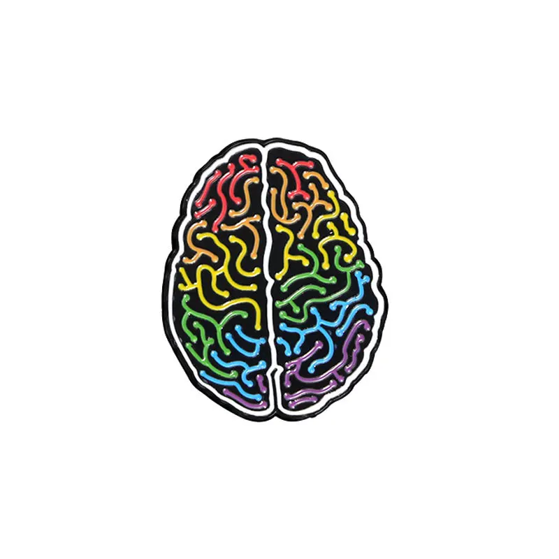 simple Cartoon Colorful Brain Brooch Creative Fashion Line Lapel Pin Badge Backpack Clothing Hat Accessories wholesale
