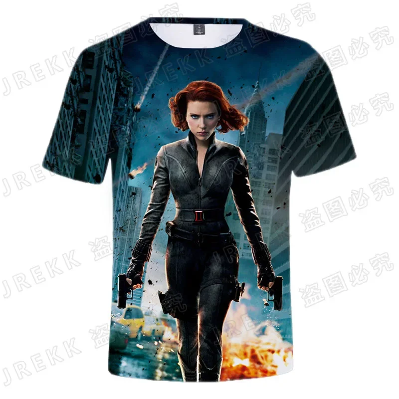 Summer Marvel The Avengers 3D T shirt Teen Children Streetwear Black Widow Printed T-shirts Boy Girl Kids Cool Tops Tee