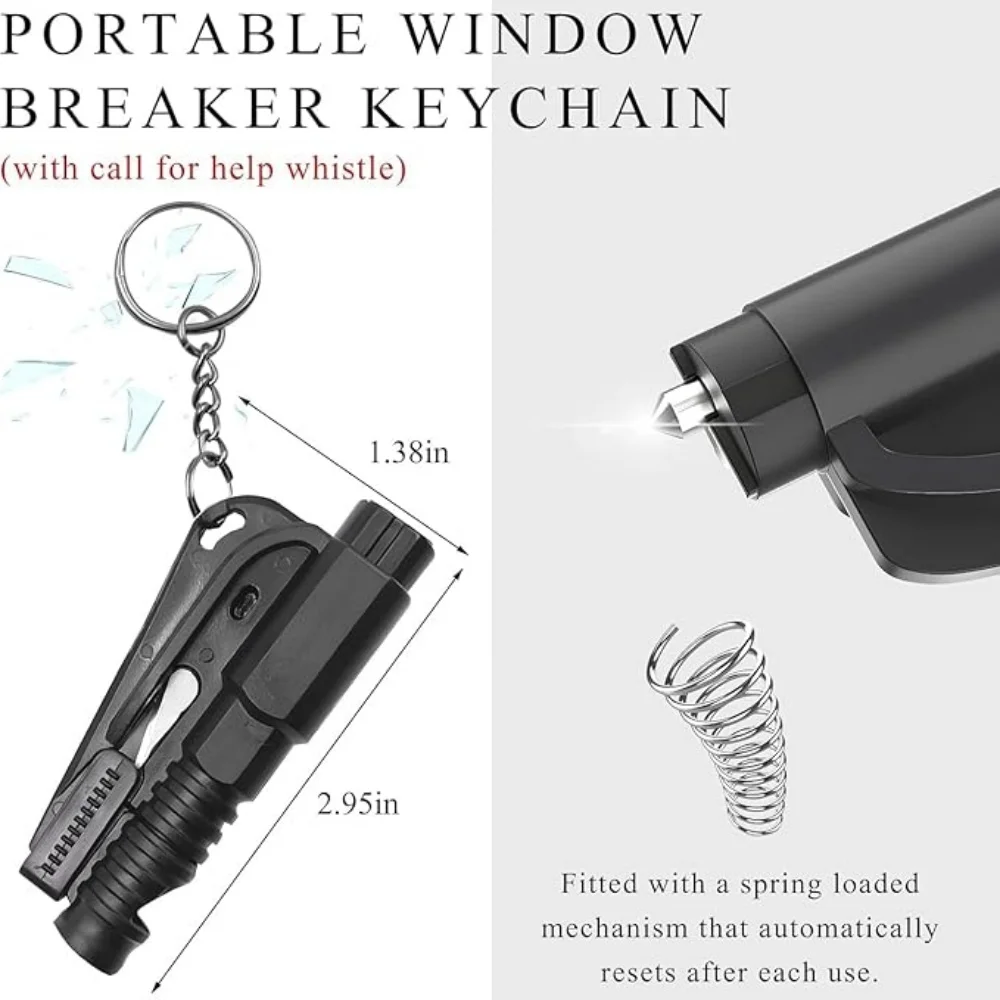 Car Window Breaker Key Chains, Portable 3 in 1 Glass Breaker/Seat Belt Cutter/Survival Whistle, Safety Emergency Escape Tools, Multifunctional Car Accessories for Fathers Day view 3