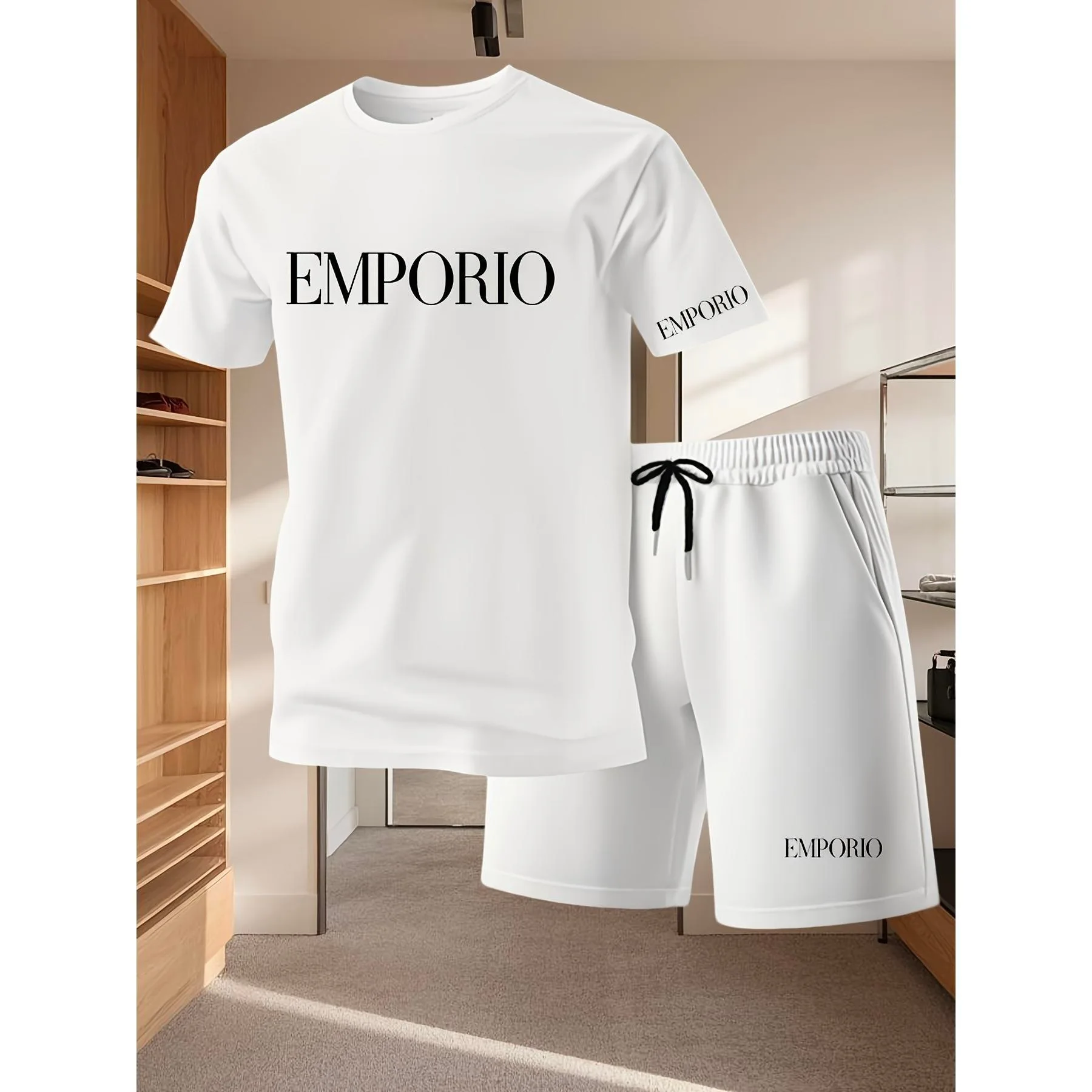 

2025 New High End Men's Set European and American New Fashion Men's and Women's Same Style Summer Leisure Sports Set