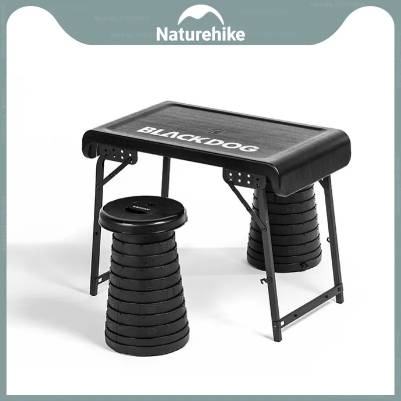 Naturehike-BLACKDOG Outdoor Aluminium Alloy Folding Table One Piece Stand Portable Camping Picnic Table With Telescopic Chairs