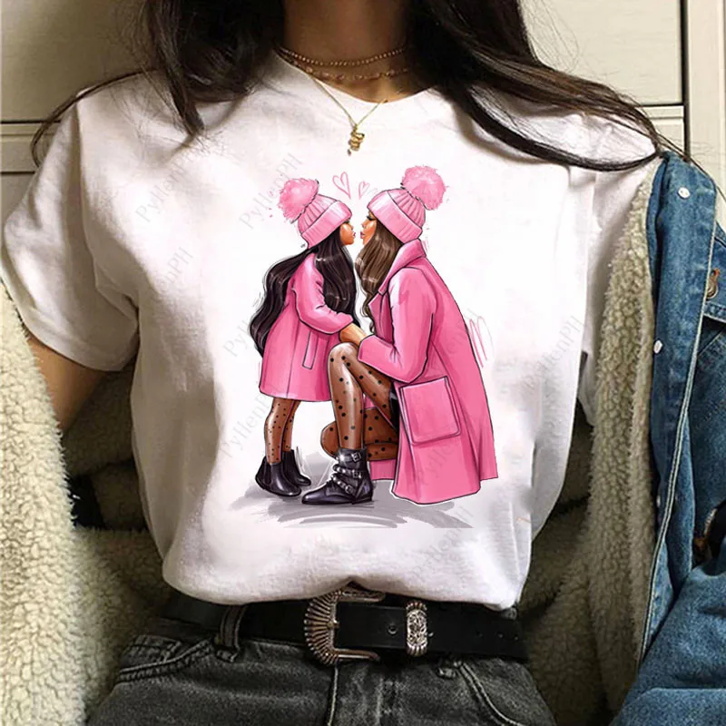 Camiseta con estampado para el día de la madre, ropa familiar de manga corta, Harajuku, Kawaii, Tops con gráfico