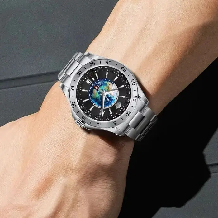 Lobinni Men Automatic Watch 40mm GMT Mechanical Wristwatch 50m Waterproof Sapphire Mirror NH34 Earth Dial