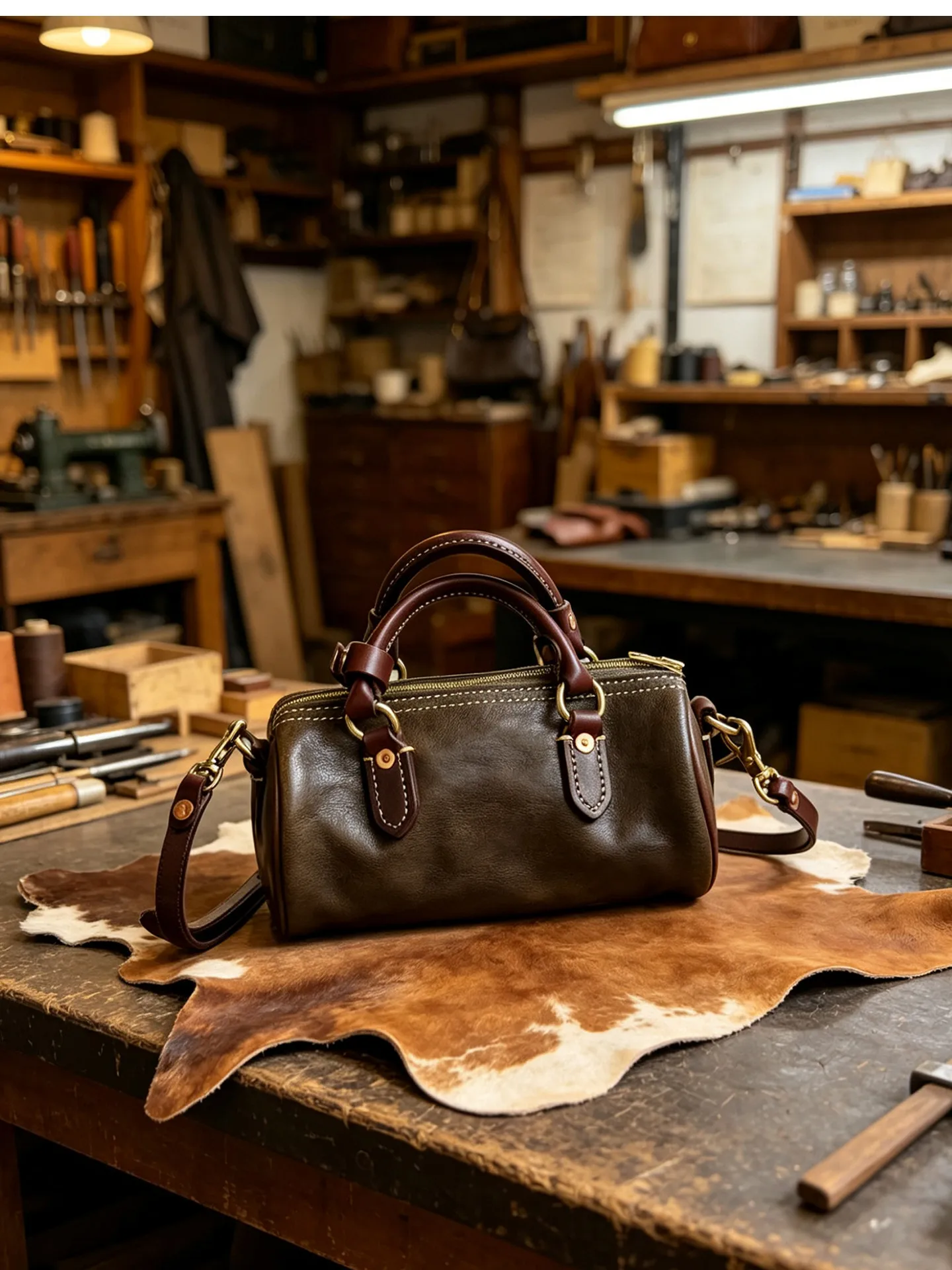 PNDME einfache Vintage-Handtasche aus erstklassigem Rindsleder für Damen, luxuriöse handgefertigte Echtleder-Umhängetasche für Wochenendpartys. – Detail 2
