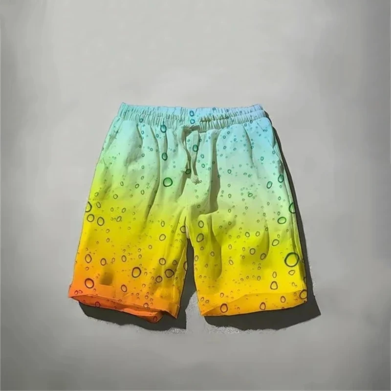 Summer Gradient 3D Printed Beach Shorts Men's Casual Fashion Board Shorts Swimming Trunks Kids Short Pants Man Swimsuit Clothing