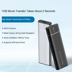 M. 2 Solid State Mobile Hard Disk Box USB 3.2 Metal Heat Dissipation External Type-C Interface NGFF/SATA Dual Protocol TN100