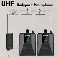 Micrófono lavalier montado en la cabeza inalámbrico UHF con transmisor, receptor, paquete de cintura, utilizado para enseñar actuaciones en vivo