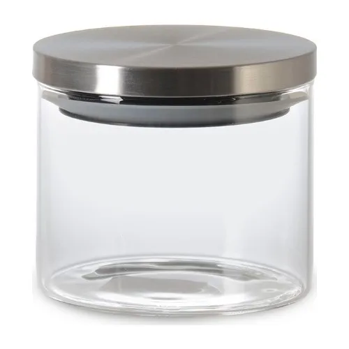 ISOSCELES Silver Color Metal Vacuum Clamshell Borosikilat Glass Jar 1400 ml