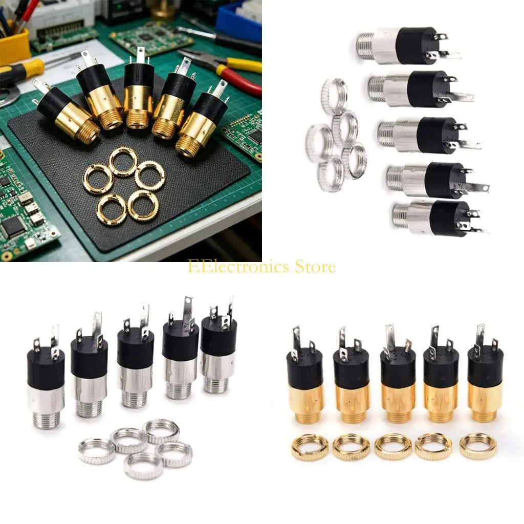 B03C 3.5Mm Sound Jacks Connector 3.5Mm Stereo Female Socket with Secure Mounting Nut for Professional Sound Equipment