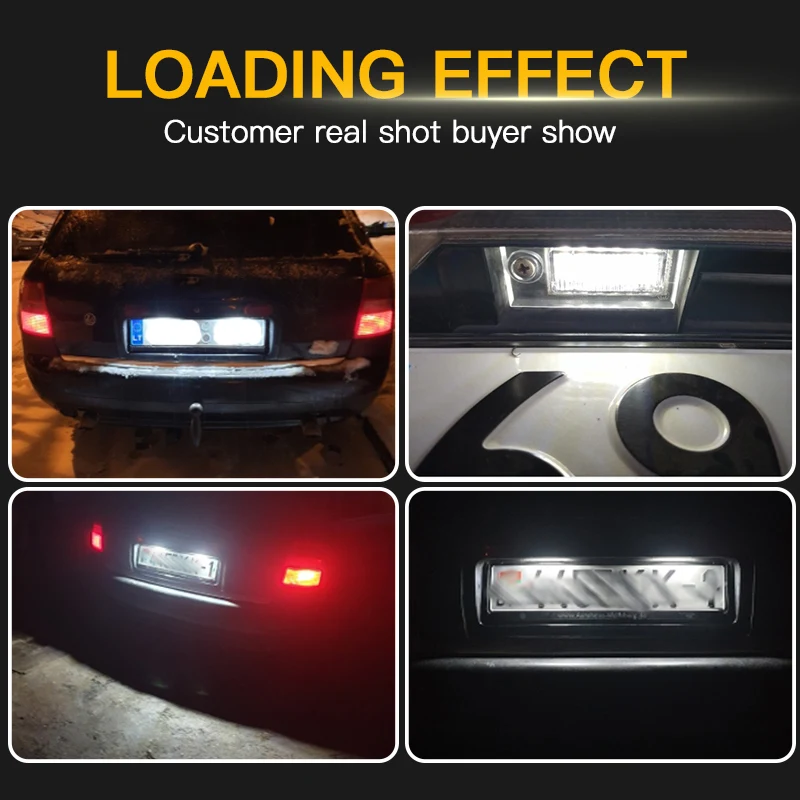 2PCS Car LED License Number Plate Light For Audi A6 C5 4B Avant Wagon 1998 1999 2000 2001 2002 2003 2004 2005 For Audi RS6 Plus