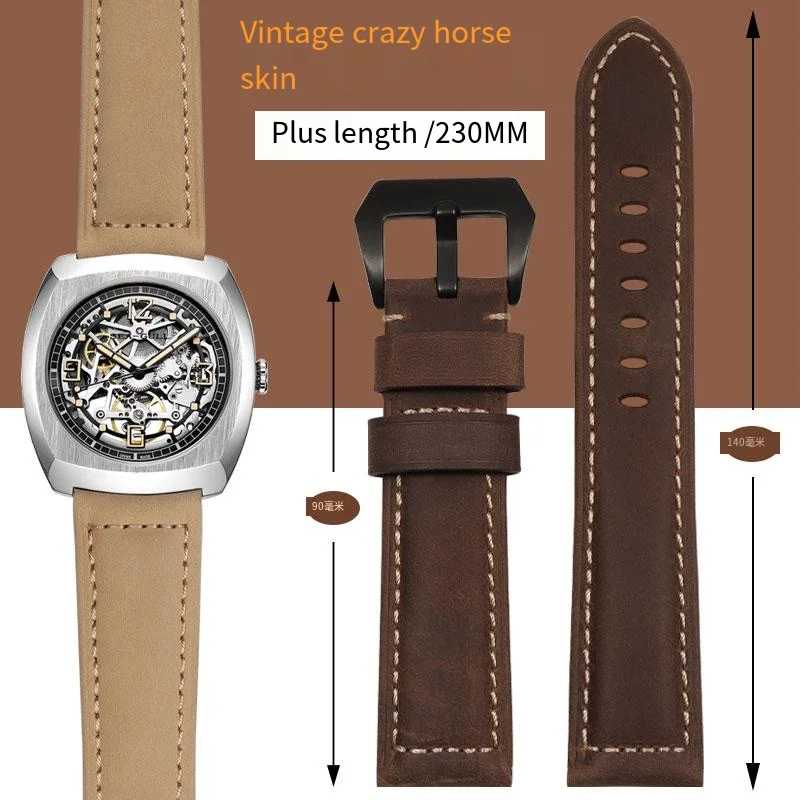 For Casio PROTREK series PRG-600 PRW-6600 Mountain Sports cowhine strap Men plus long PA Fat Sea Vintage strap 24mm black brown