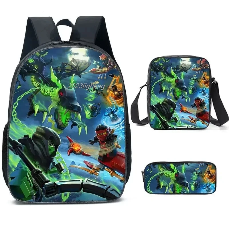 Ninja 3pcs Backpacks Printe Primary and Secondary School Bags Children\'s Backpacks Anime Cartoon School Bag Travel Mochilas