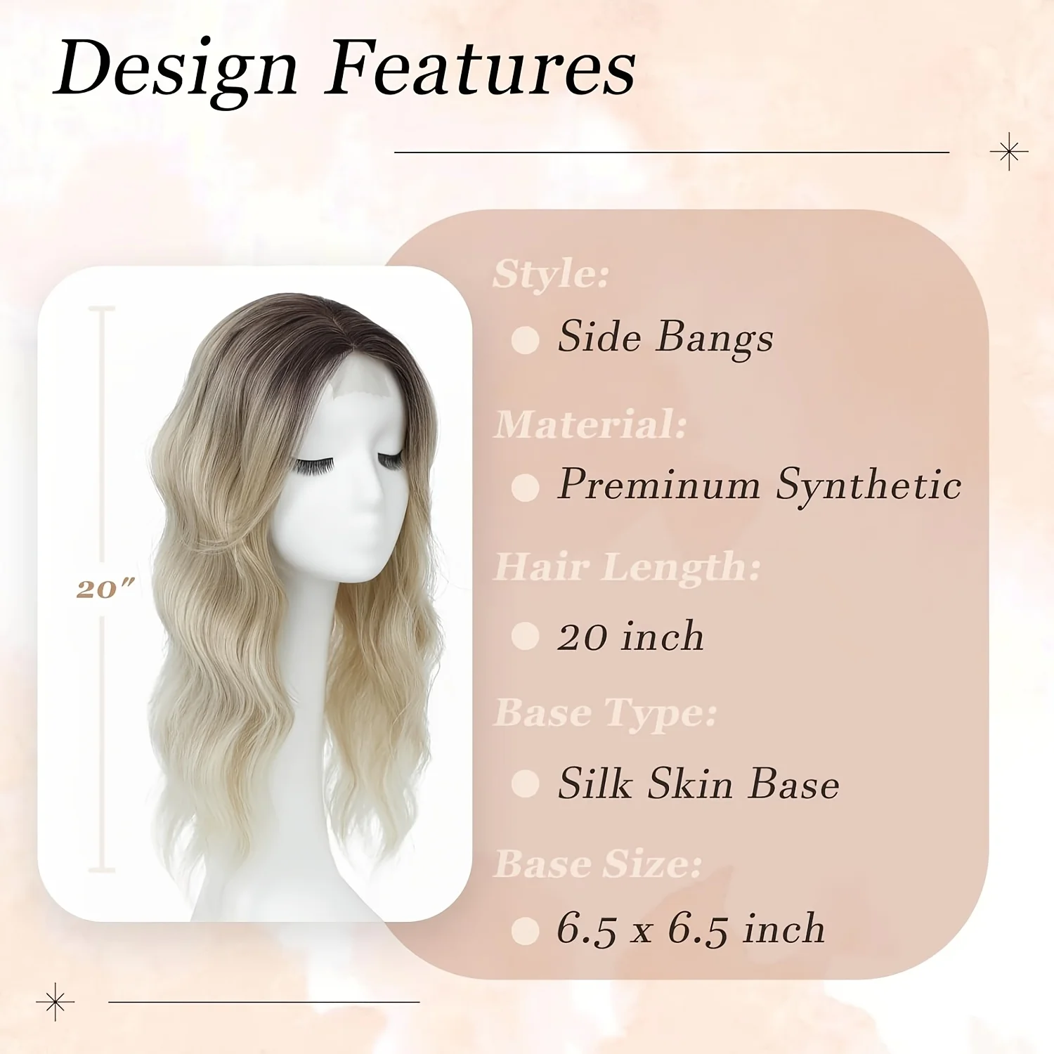 360 °   3D-топперы для женщин с истонченными волосами - 20-дюймовый длинный вьющийся топпер с боковой челкой Ombre Светло-русый темный корень