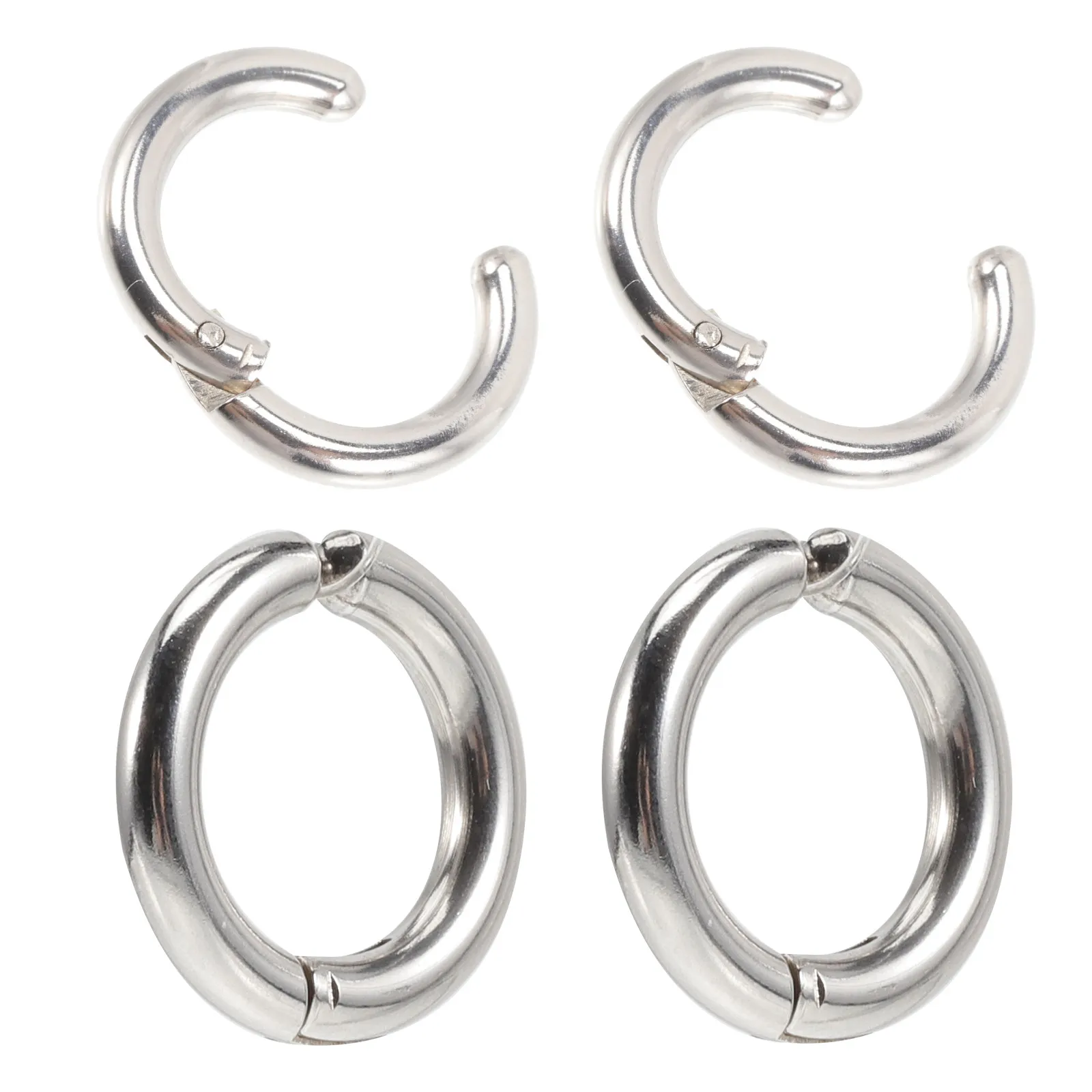 2 Pares de Aros de Oreja de Acero de Titanio, Pendientes de Clip Sin Perforación para Mujeres y Hombres, Aros Falsos, Joyería Plateada Elegante, Regalo
