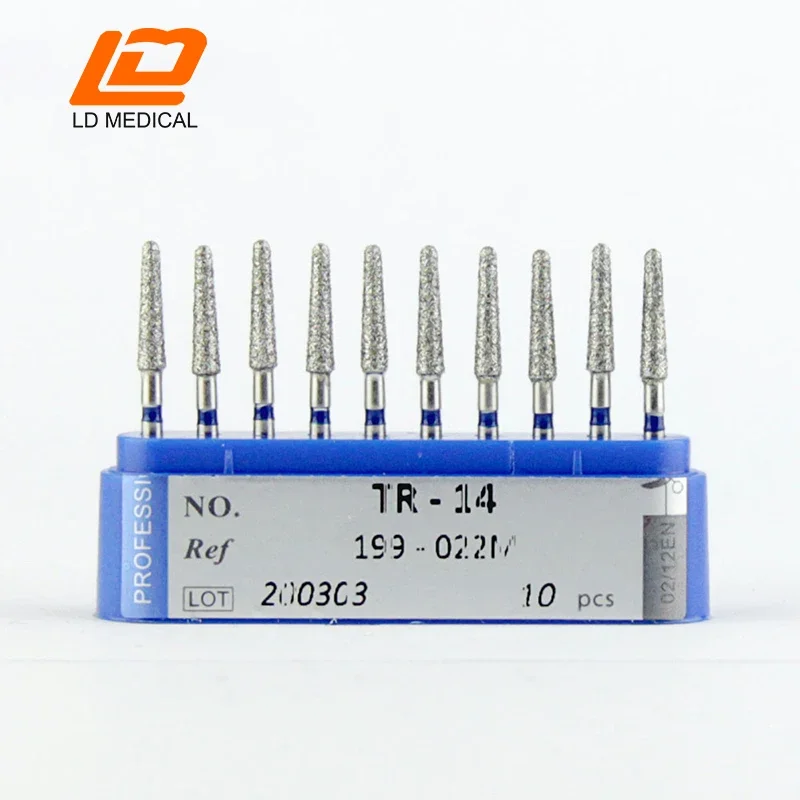 10pcs TR Dental Diamond Burs Round End Cone for High Speed Handpiece Polishing Smoothing Drill Kit TR Series Strawberries Burs