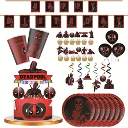 DEADPOOL Thema Geburtstag Party Dekoration Liefert Platten Tasse Flagge Servietten Einweg Geschirr Liefert Set Kinder Spielzeug Geschenke