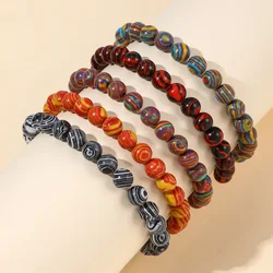 FTCY 8mm Colorful Malachite Beaded Bracelet Bohemian Ethnic Style Elastic Rope Couple Hand Chains Jewelry Valentine's Day Gift