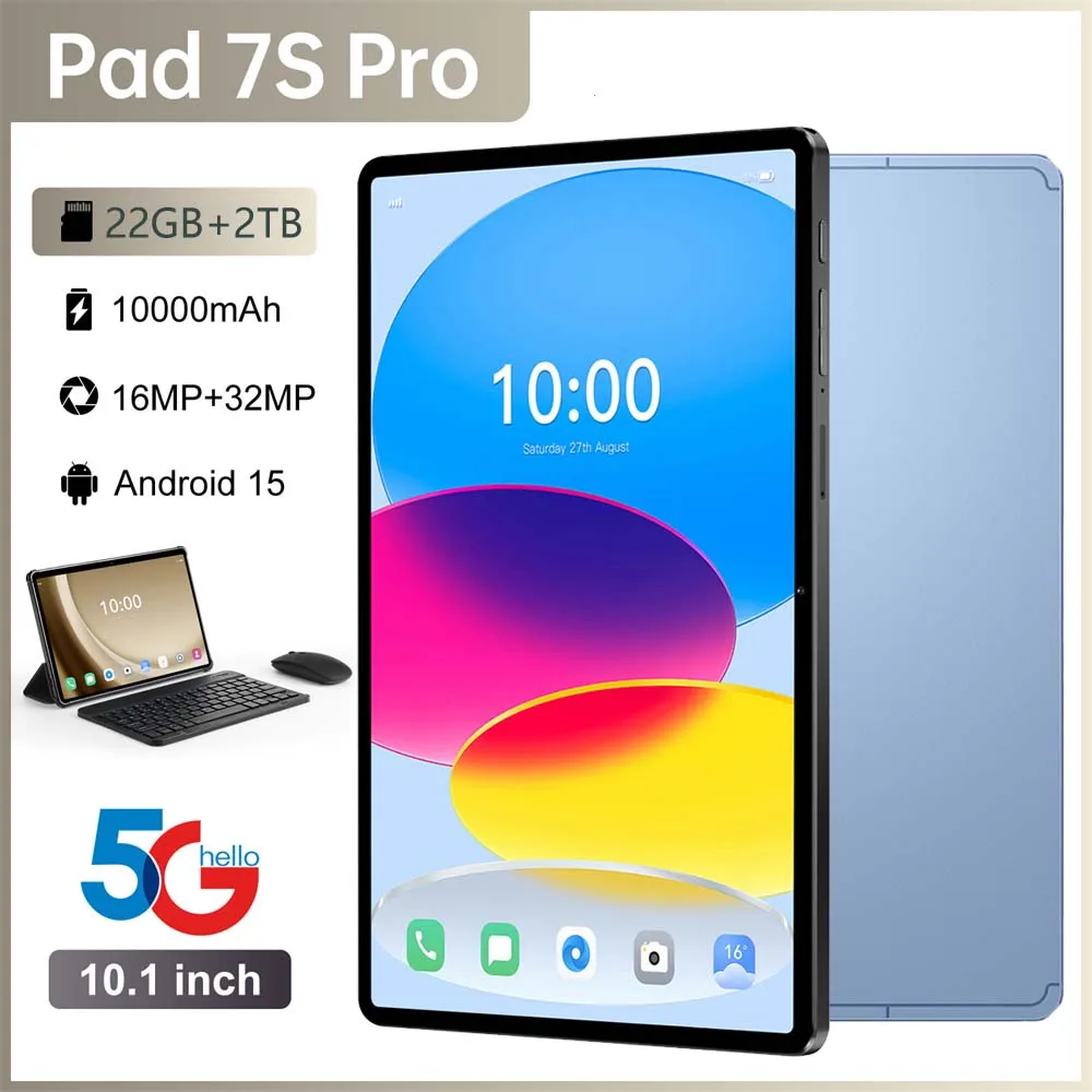 

Pad 7s pro Tablet PC Android 15 5G Dual SIM 22GB+2TB Global Version 10.1" Tab Tablets Kids 10000mAh Face Recognition WIFI 2025