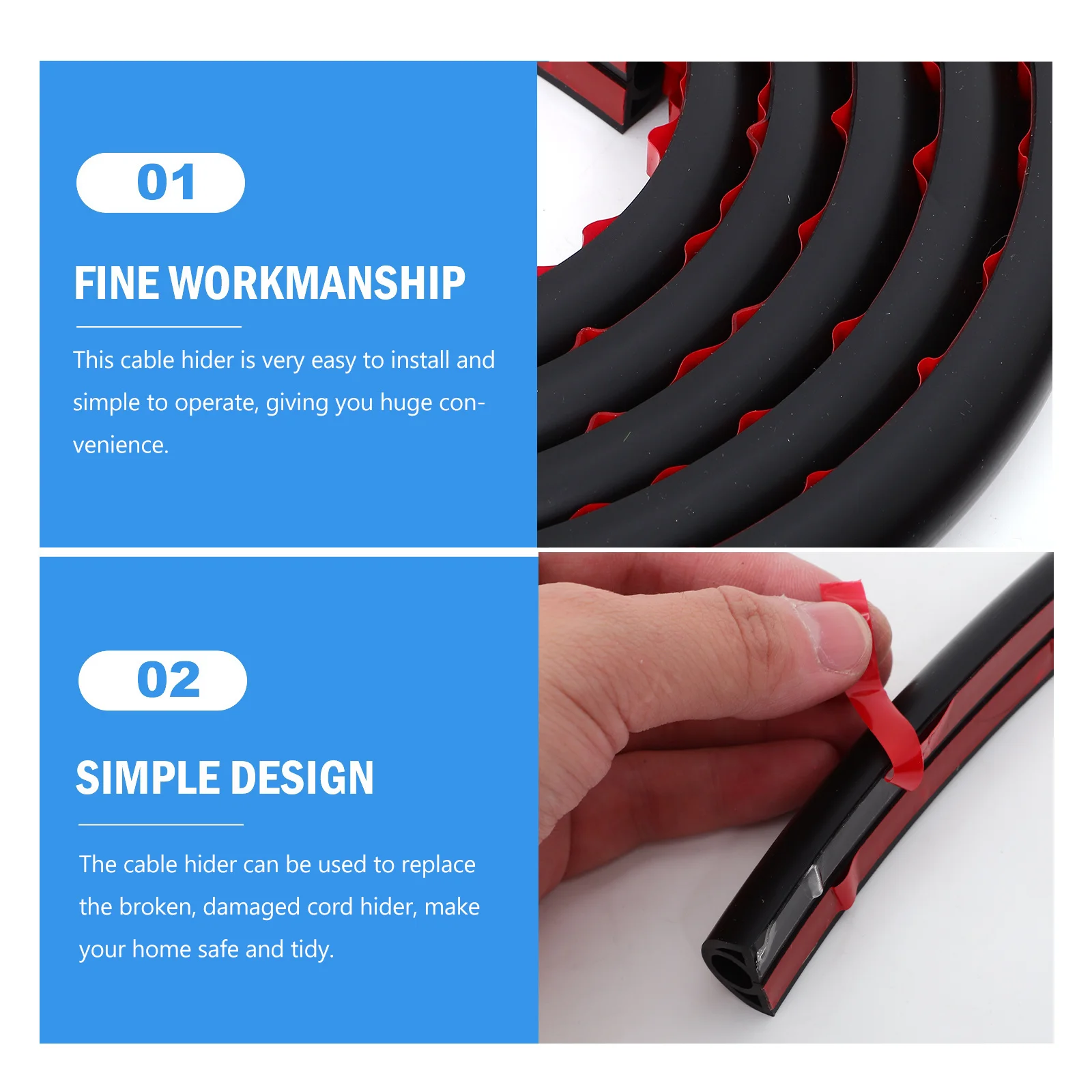 Cable Hider Wall Mount PVC Wire Cover Strip Conceal Wires Tidy Home Cable Organizer Cord Wire Hiding Strip for Wall