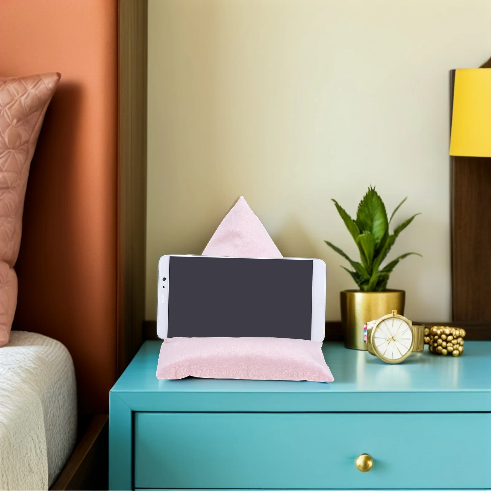 

Triangle Reading Pillow Laptop Tablet Stand for Bed Sofa Pink Desktop Durable Practical Use Gift s Family Video Watching