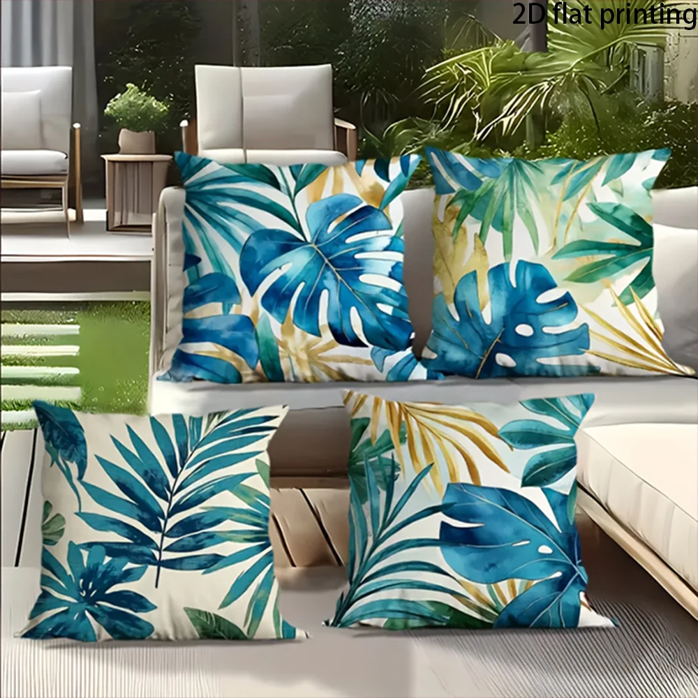 4 PCS Outdoor pillow cover Boho Tropical Outdoor Pillow Covers, Very suitable for decorating balconies and courtyards.