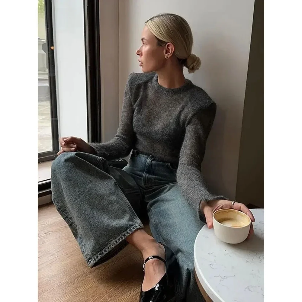 

Ele Long Sve Thin Knitted Sweater Faion round Ne Women's Cleanfit Sle Winter Faion Ladies Premium Knitwear