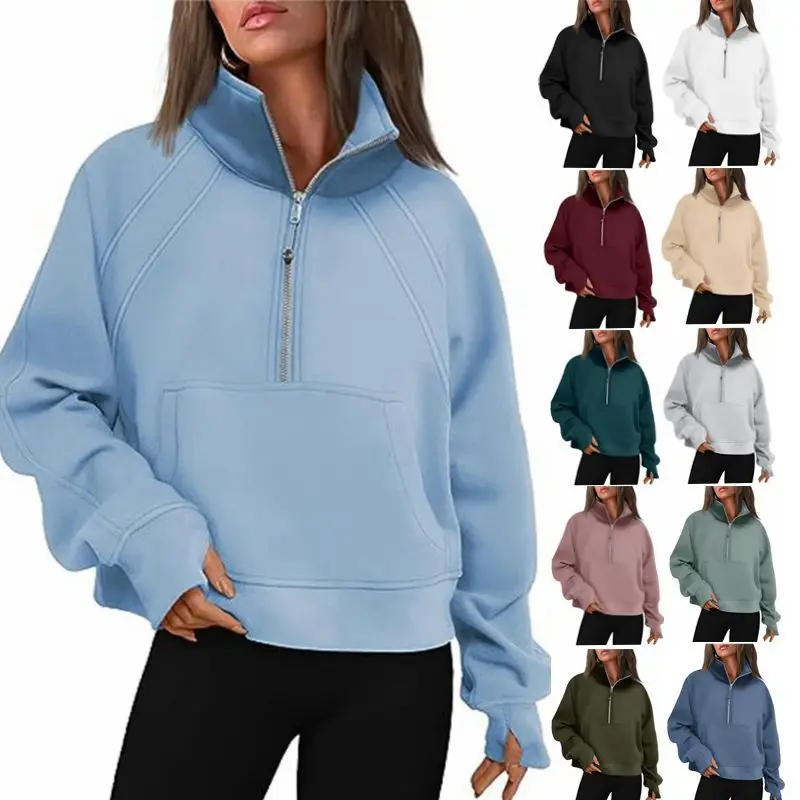 Sweat à Capuche avec Fermeture Éclair pour Femme, Streetwear Décontracté, Y2K, PVD, Couleur Unie, Manches sulf, Optique Souriante