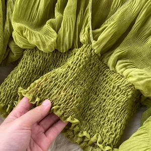 بلوزة شيفون صيفية مثيرة للنساء أنيقة على شكل حرف V نفخة بأكمام طويلة قمصان قصيرة للنساء قمصان حفلات ضئيلة 2022 أزياء جديدة أفضل 6 مبيعات للبلوزات الجميلة والمختلفة - رقم 4