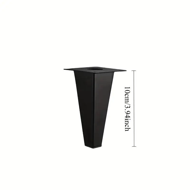 4pcs 10/15cm Black Furniture Legs - Brushed Matte Finish Square Design Heavy-Duty Support Legs for Sofa TV Cabinet Coffee Table