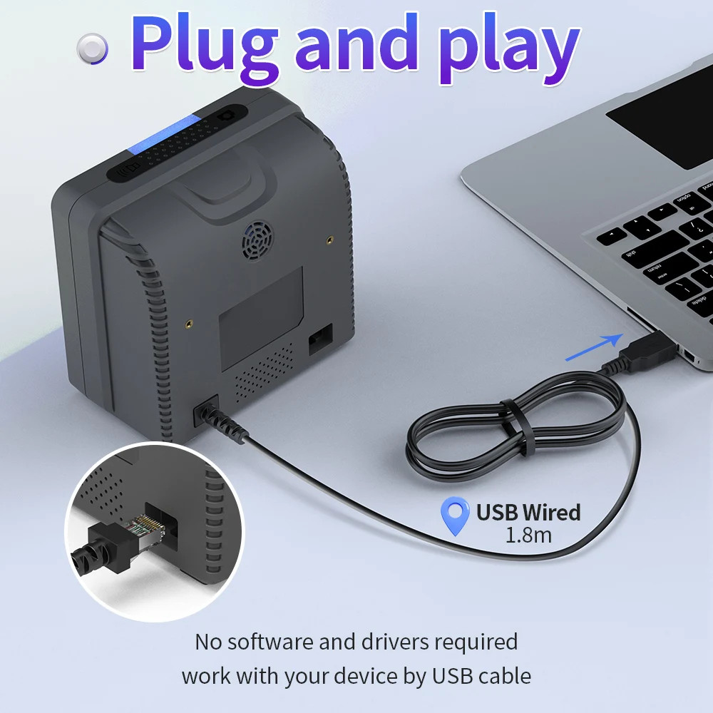GTCODESTAR Embedded QR Code Reader USB Barcode Reader 2D Desktop Barcode Scanner Wired QR Code Scanning Platform for Inventory