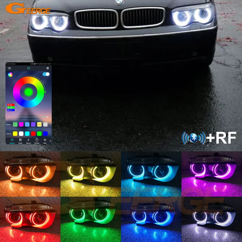 

For BMW E65 E66 Pre Facelift 745i 745Li 760Li 760i Bluetooth App Multi Color Ultra Bright RGB LED Angel Eyes Kit Halo Rings