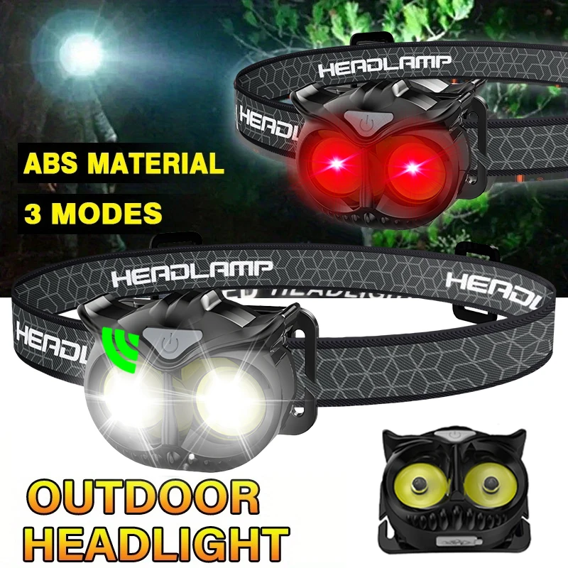 

Мини-налобный фонарь COB Owl Type-C, зарядная фара, портативный охотничий сильный магнит, светодиодный фонарик, налобный фонарь для кемпинга с подвесным крючком