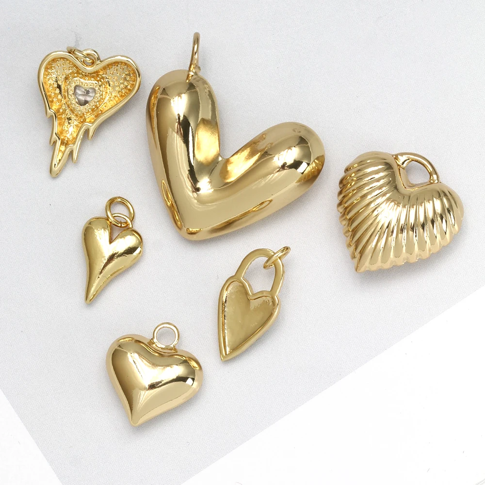 LOVE heart charms copper pendant gold color for Diy Handmake Jewelry Trendy Star Necklace Jewelry Making Supplies