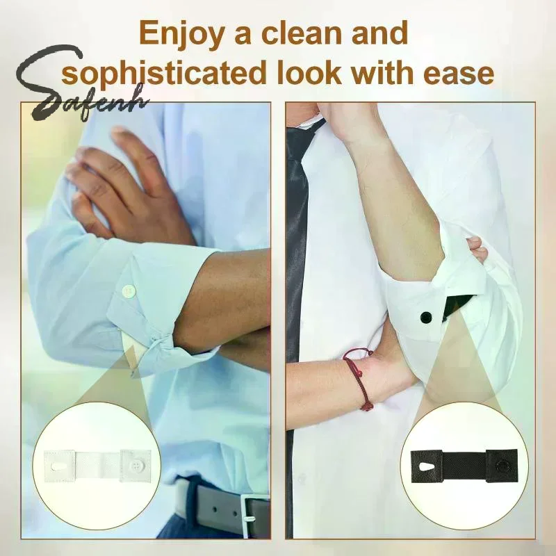 1Pair Shirt Cuff Extender Elastic Button Extension Strap Men Women Sleeve Holder Cufflinks Arm Cuffs Bands Extension Accessorie