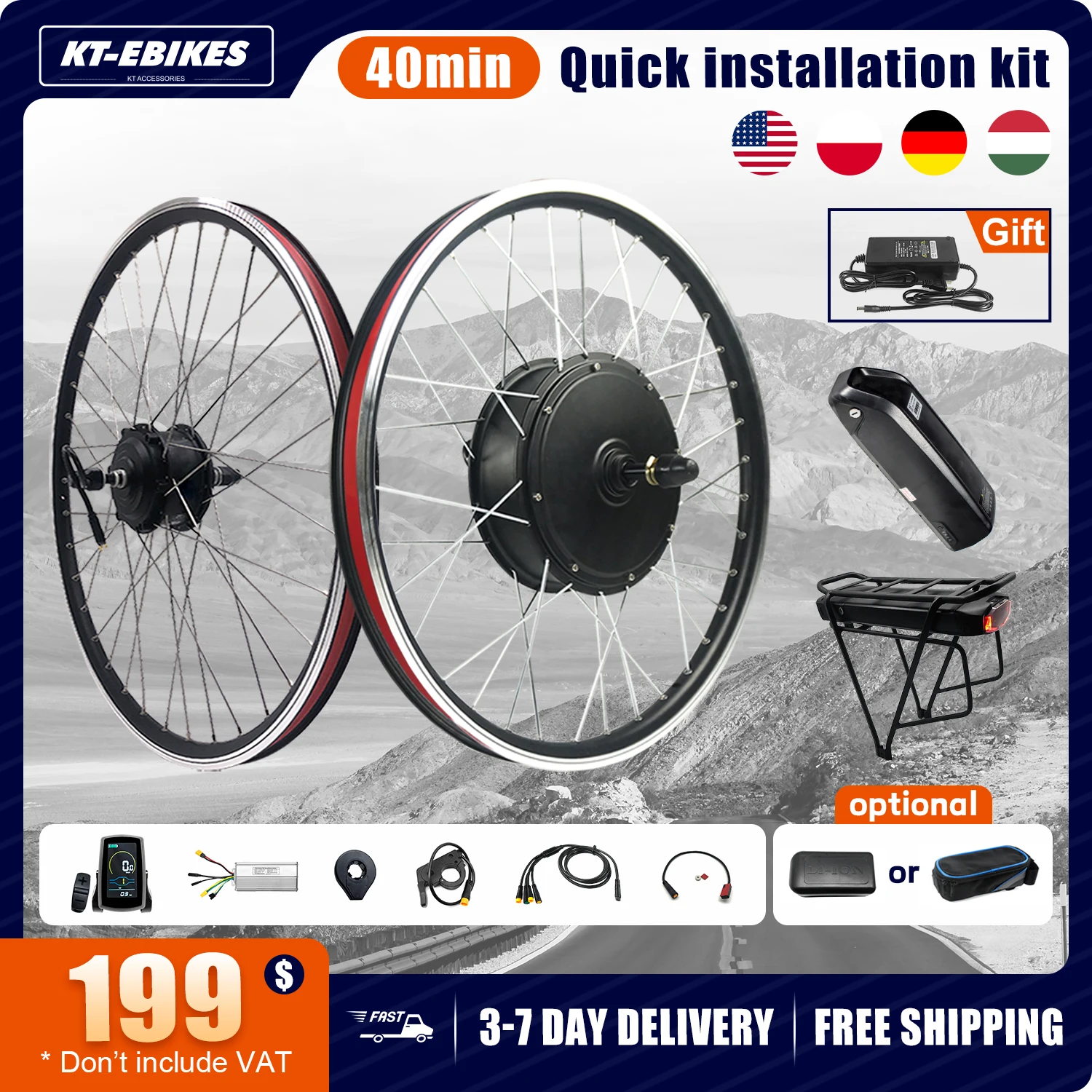 Kit de bicicleta eléctrica 48V 1500W 1000W 500W Motor de Cassette trasero Motor de cubo de rueda 36V 250W Kit de conversión de bicicleta eléctrica