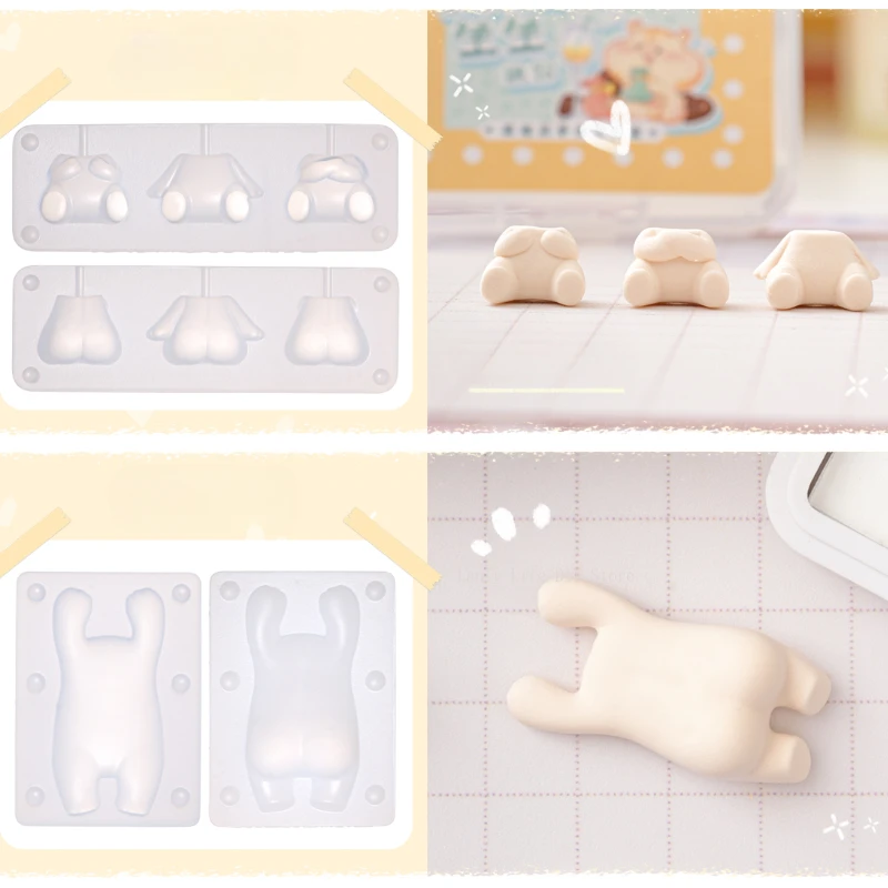 Mini Q Version Doll Silicone Mold Ultra-light Clay Doll Standing/sitting/lying Body Mold Figure Modeling Polymer Clay Tools