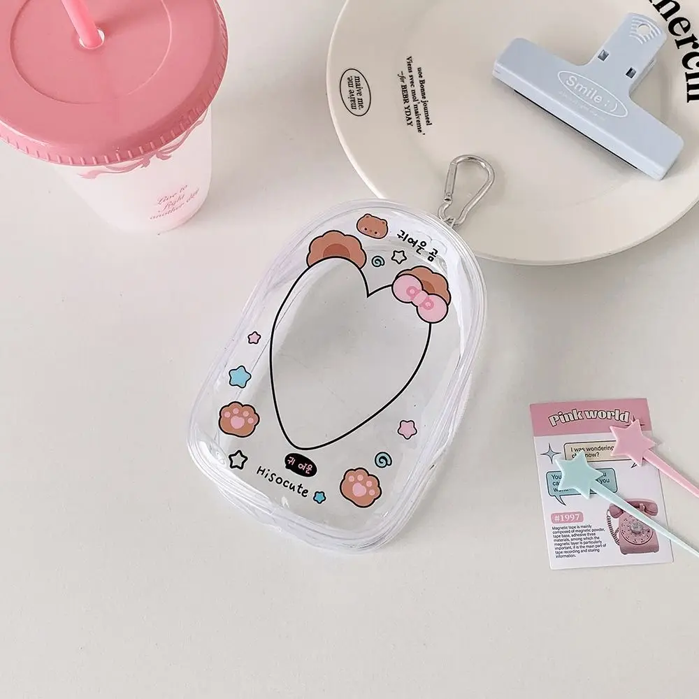 2 pçs com chaveiro saco de armazenamento protetor padrão dos desenhos animados protetor pvc escudo pingente à prova dwaterproof água caso transparente presentes